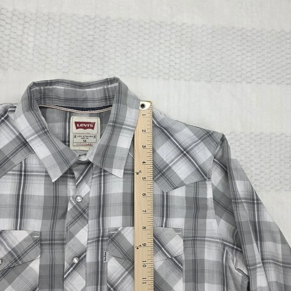 Levis Pearl Snap Western Shirt Mens M Plaid Cowboy Ranch Rodeo